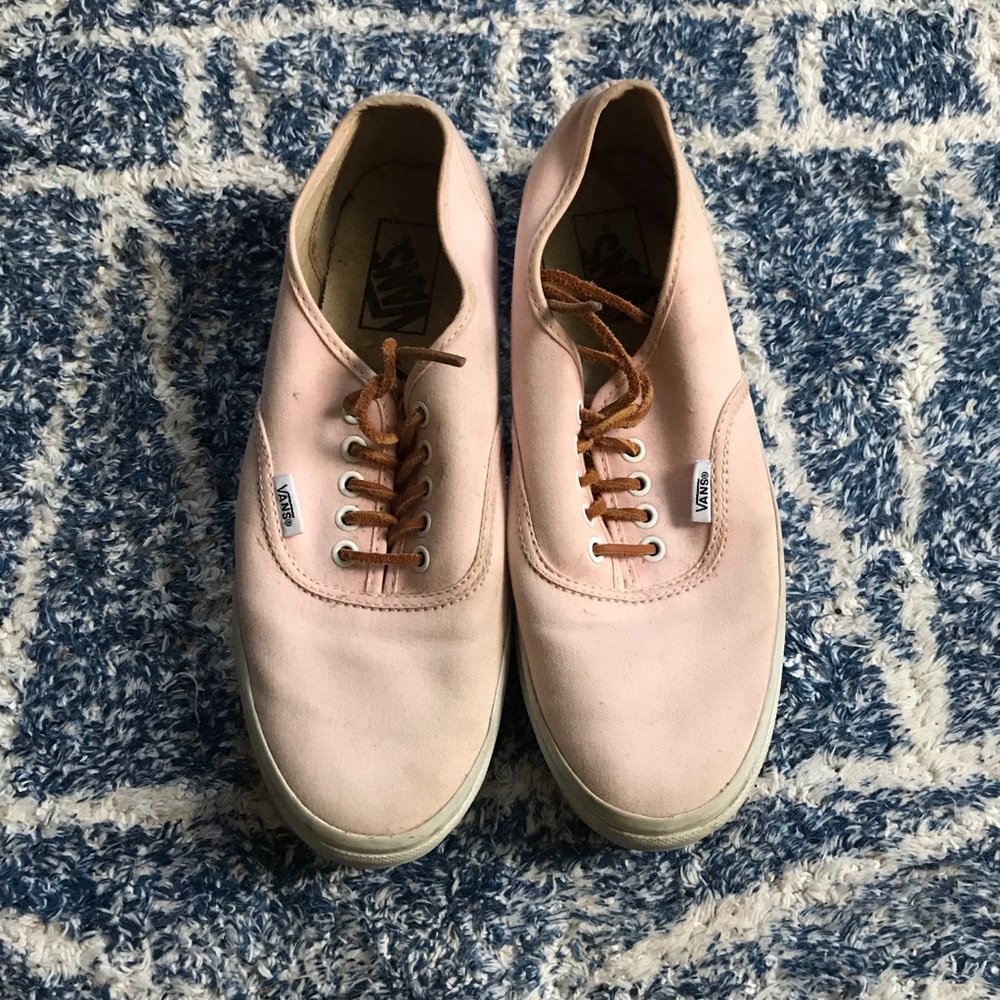 Light pink Vans, leather laces
